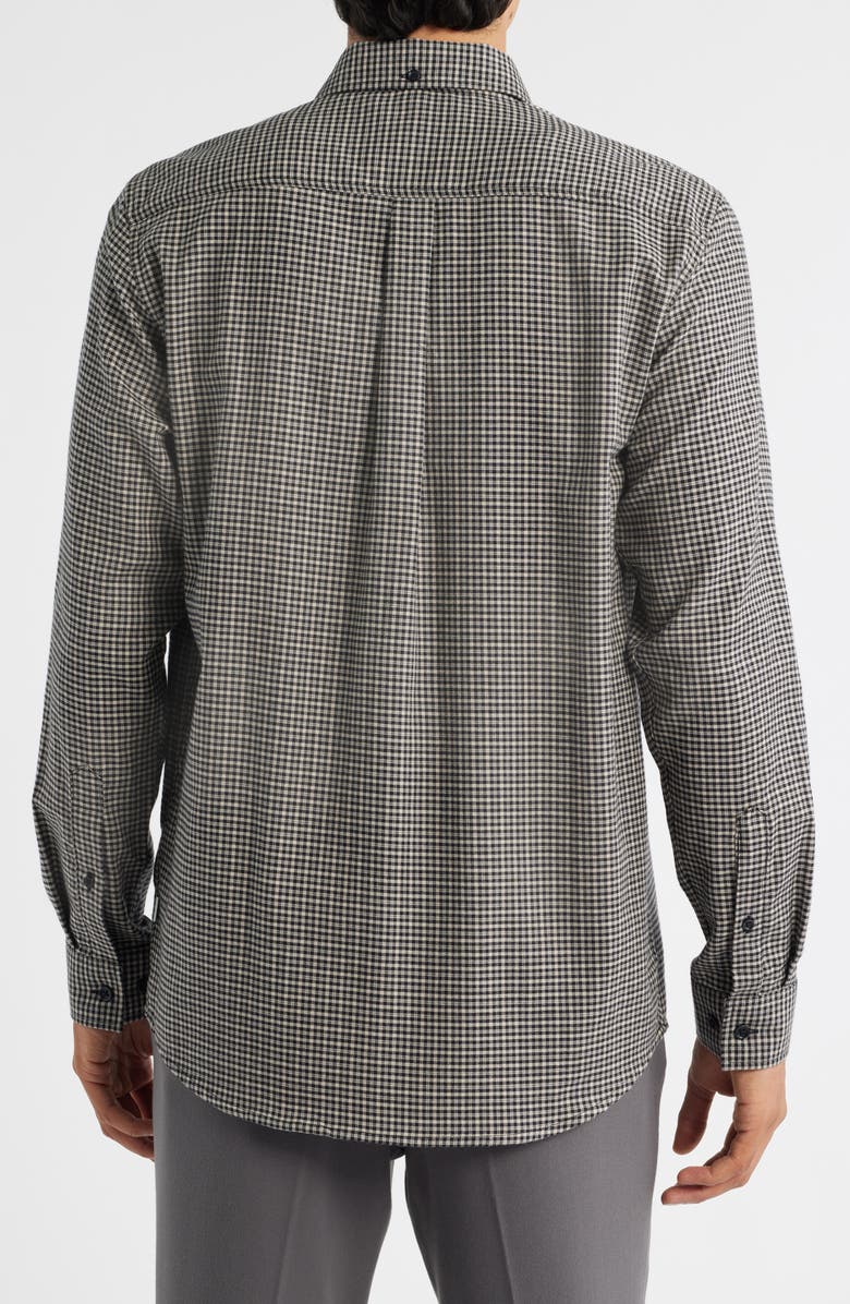 Les Deux Konrad Microcheck Flannel Button-Down Shirt, Alternate, color, Gargoyle