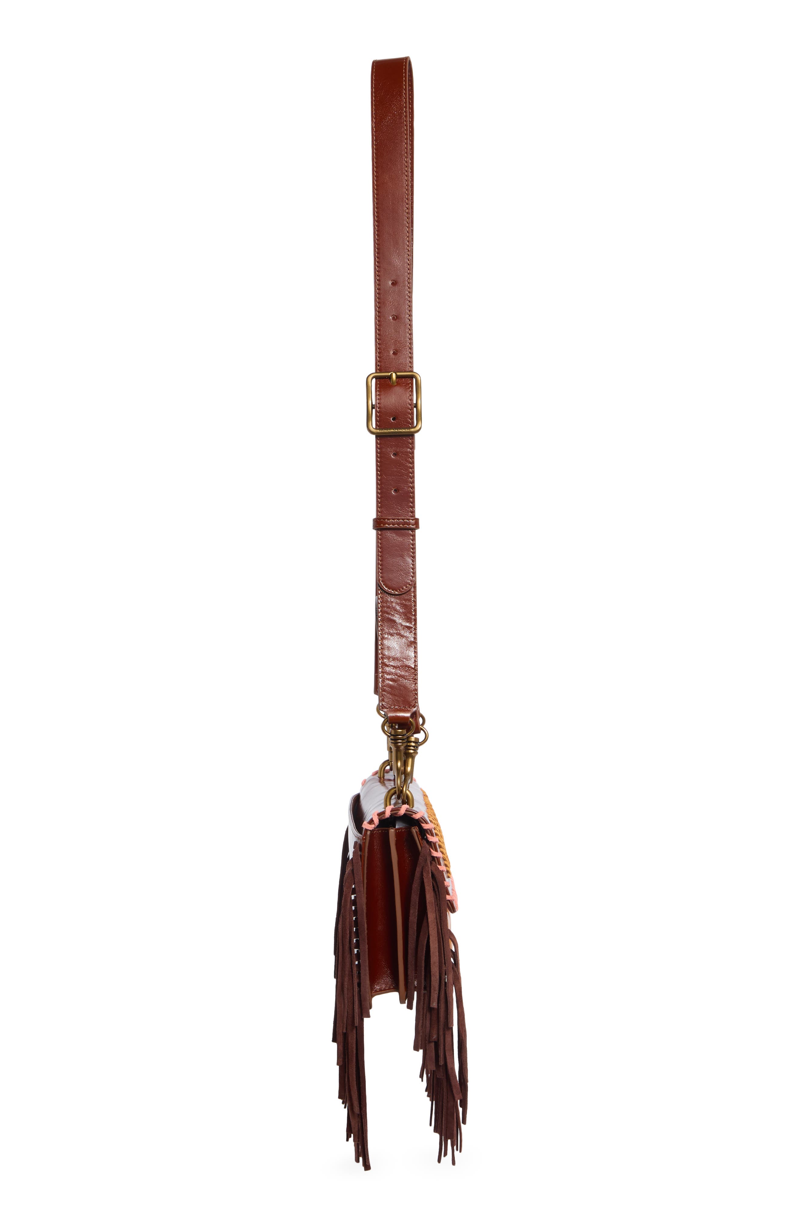 Shoreditch EW Kurt Fringed Leather Crossbody Bag, Alternate, color, TAN COMB