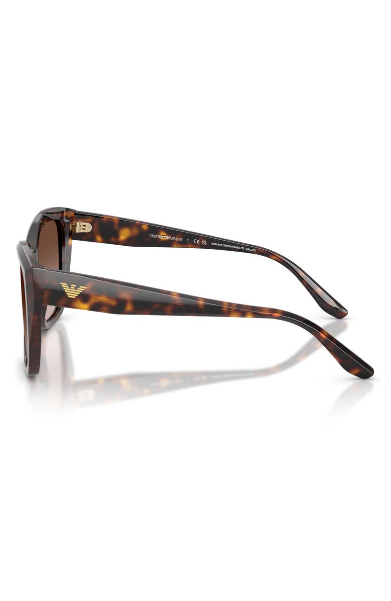 Emporio Armani 55mm Gradient Cat Eye Sunglasses, Alternate, color, Shiny Havana / Brown Gradient