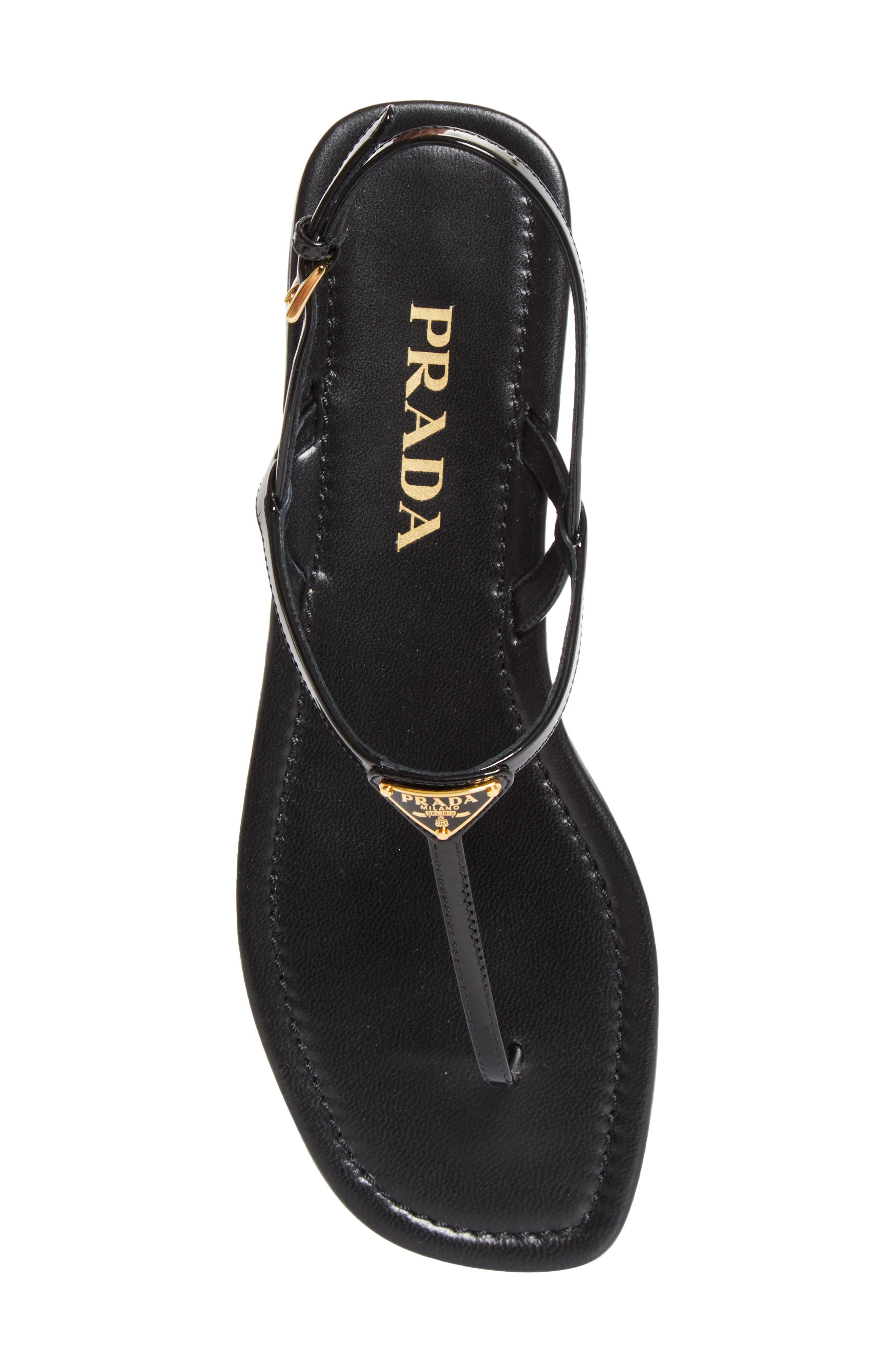 Prada Triangle Logo Sandal, Alternate, color, Nero