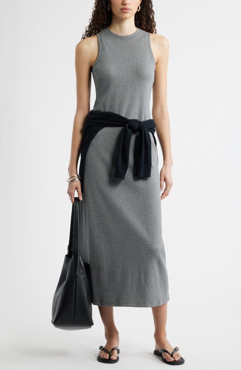 Nordstrom Stretch Cotton Microrib Tank Dress, Alternate, color, Grey Dark Heather