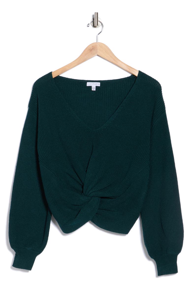 Lucy Paris Scott Twist Front Sweater, Alternate, color, Green