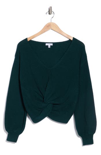 Lucy Paris Scott Twist Front Sweater In Green