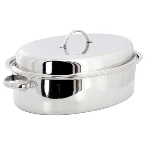 18 Inch Oval Stainless Steel Roaster Pan with Lid