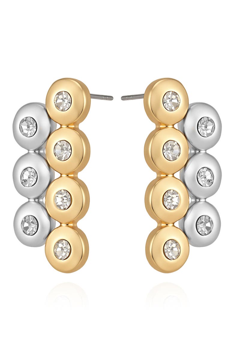 Two Tone Round Stud Earrings, Alternate, color, TWO TONE