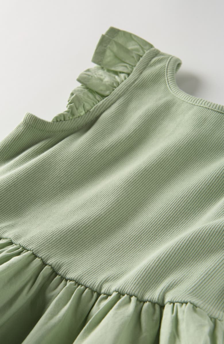 Nordstrom Kids' Flutter Sleeve Cotton Dress, Alternate, color, Green Cameo