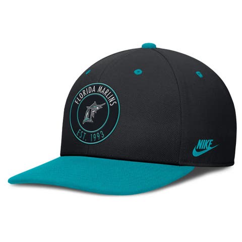 Men's Nike Black/Teal Florida Marlins Cooperstown Collection Pro Dri-FIT Snapback Hat