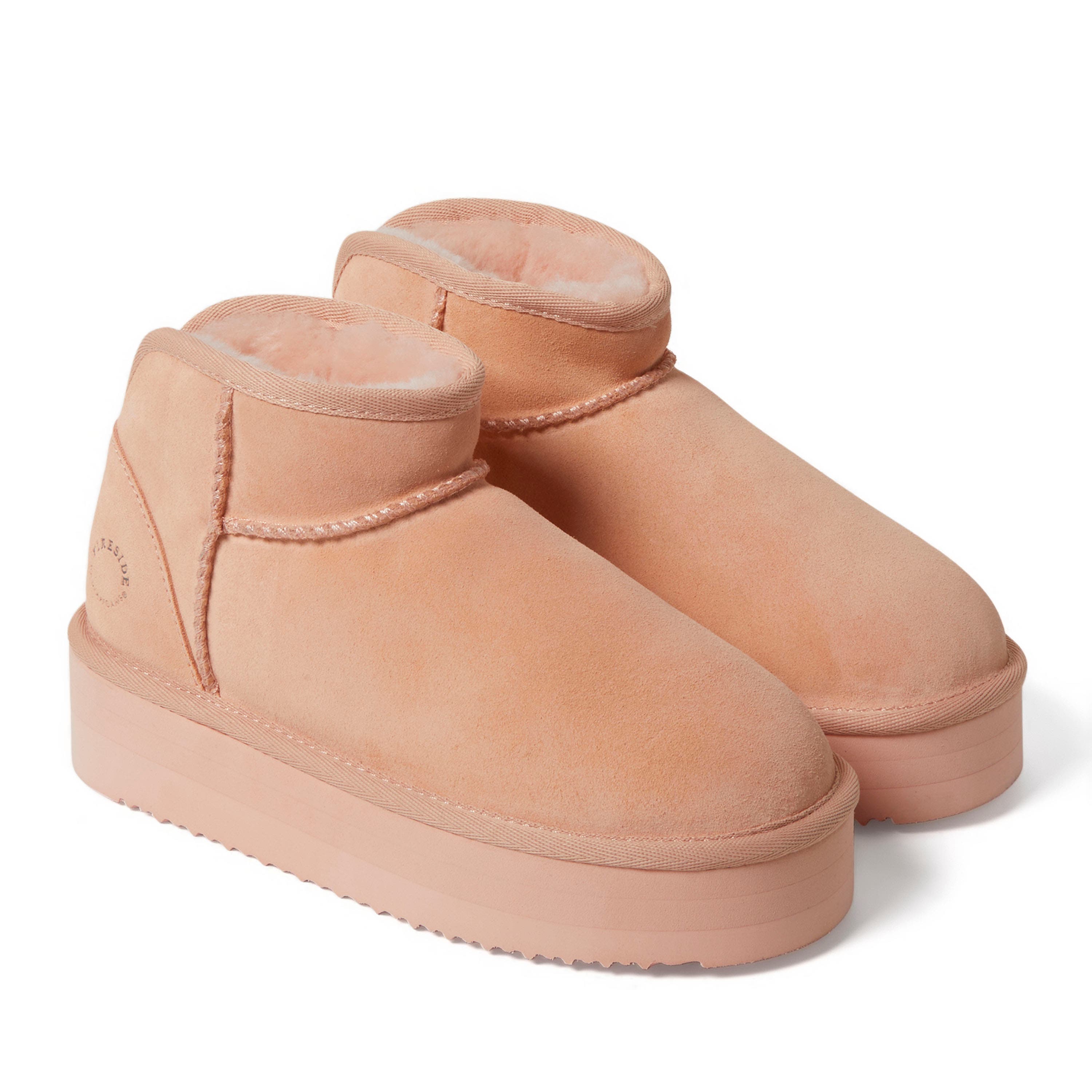 Fireside Kingston Genuine Shearling Platform Bootie, Alternate, color, Peach Dust