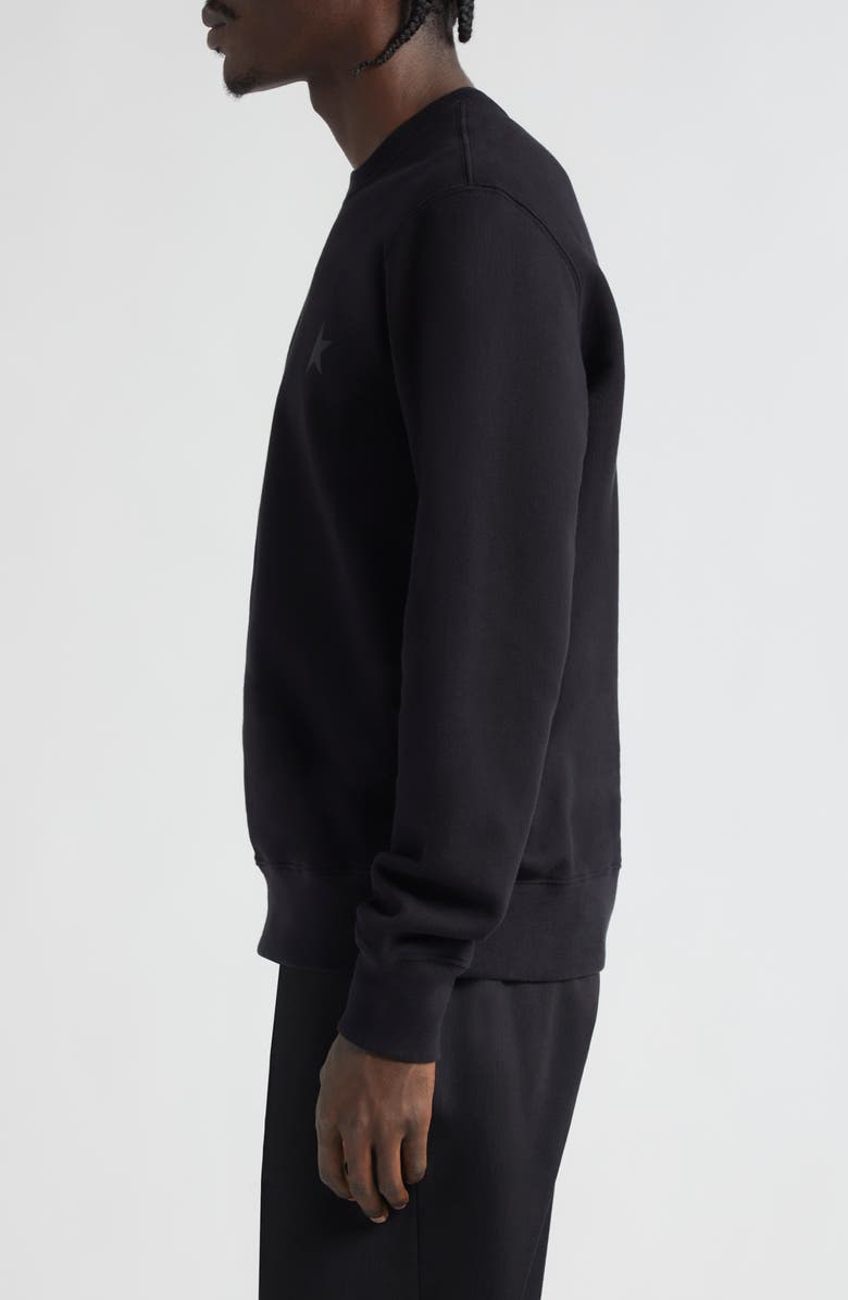 Golden Goose Archibald Star Cotton Crewneck Sweatshirt, Alternate, color, Black