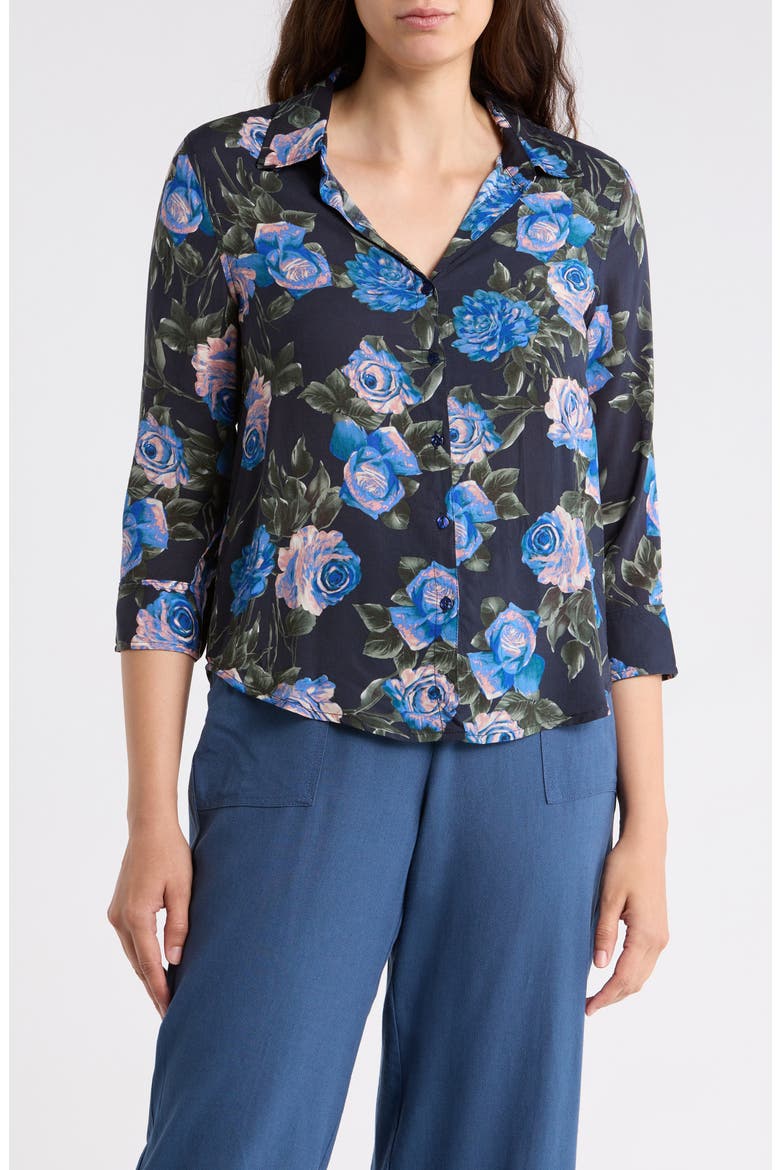 Floral Button-Up Shirt, Main, color, MIGNIGHT ROSE PRINT