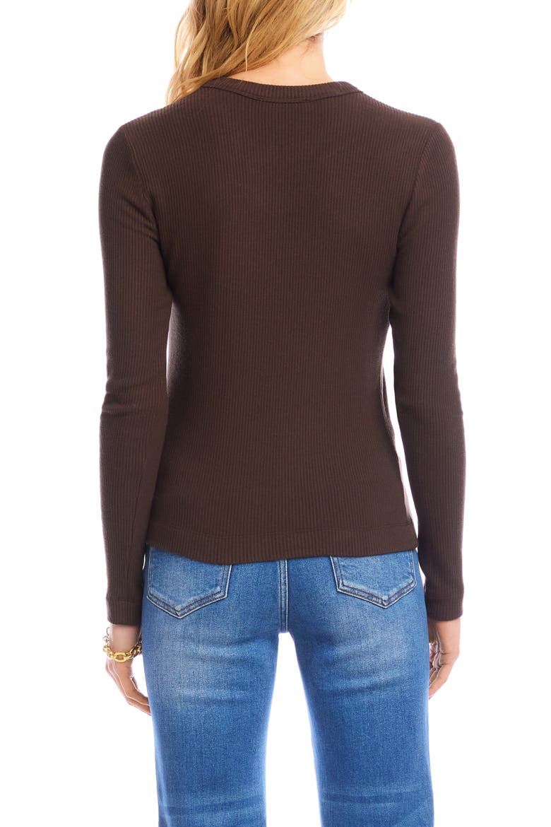 Long Sleeve Rib Top, Alternate, color, BROWN