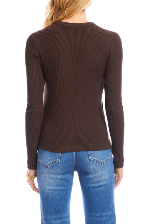 Karen Kane Rib Crewneck Sweater In Brown