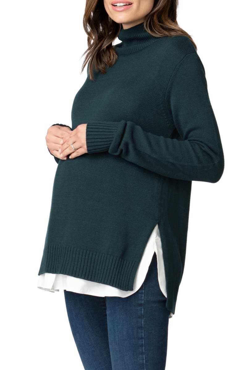Seraphine Layered Maternity/Nursing Turtleneck Sweater, Alternate, color, 
