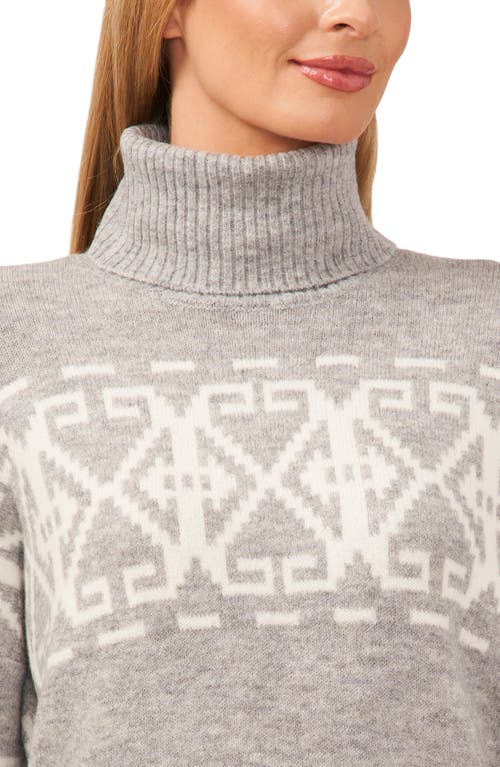 Cece Fair Isle Turtleneck Sweater In Gray
