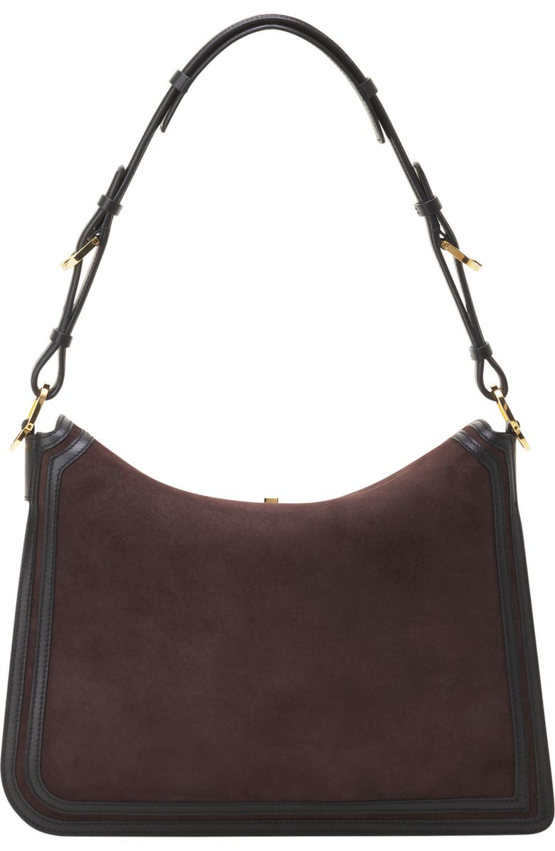 Lanvin Compagnon Asymmetrical Bag In Suede, Alternate, color, Dark Mocha