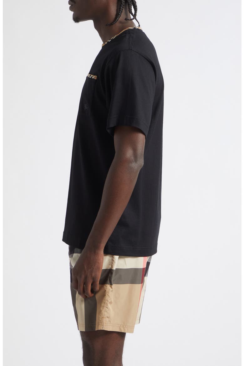 Ryan Check Trim Pocket T-Shirt, Alternate, color, BLACK
