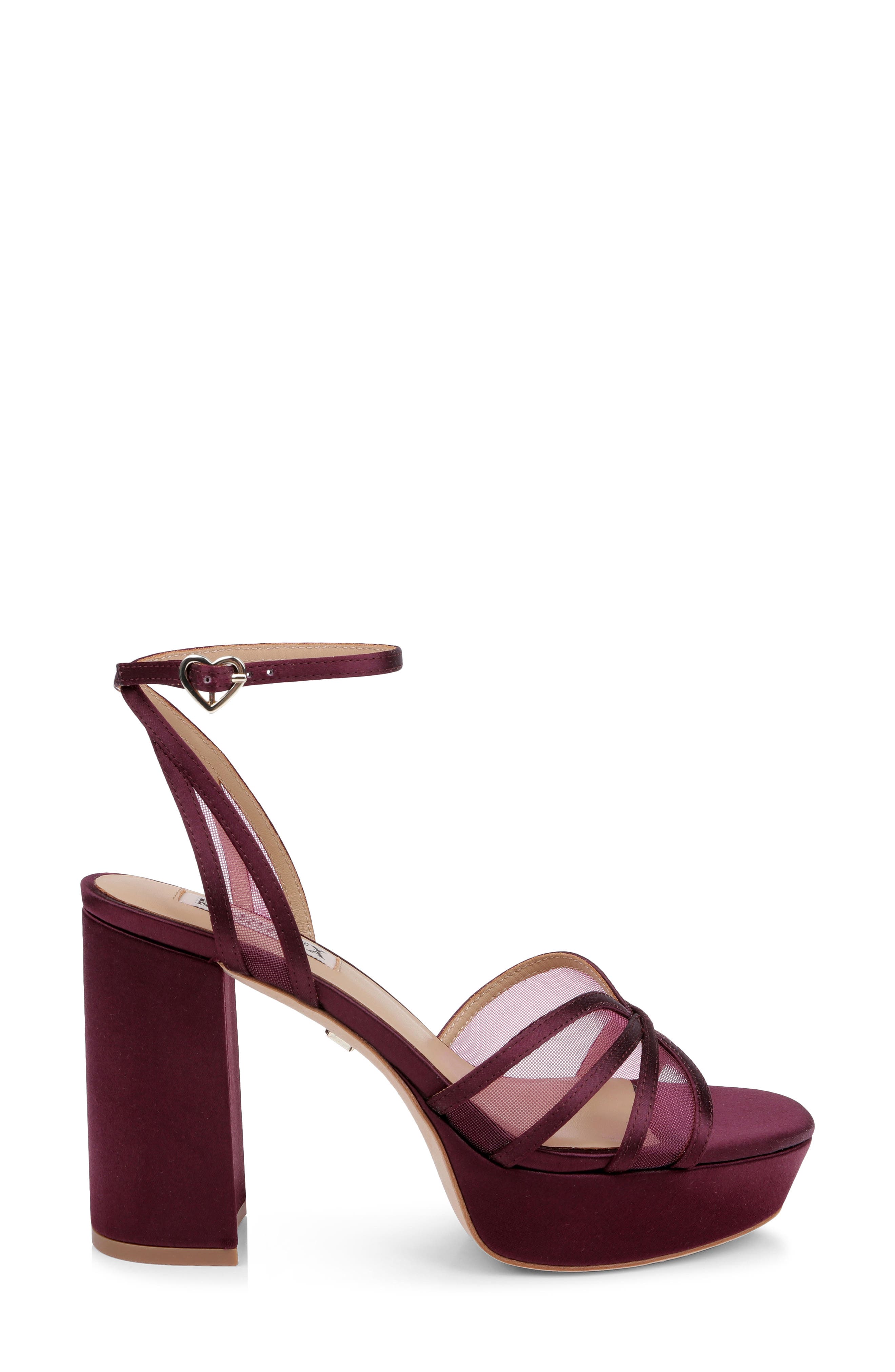 Yohana Platform Ankle Strap Sandal, Alternate, color, CHERRY SATIN
