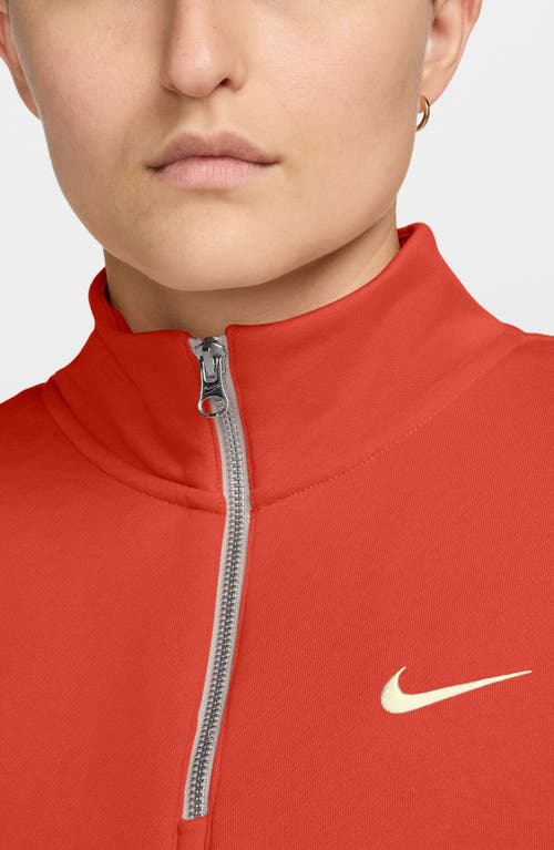 Nike Sportswear Phoenix Oversize Fleece Quarter Zip Top In Red