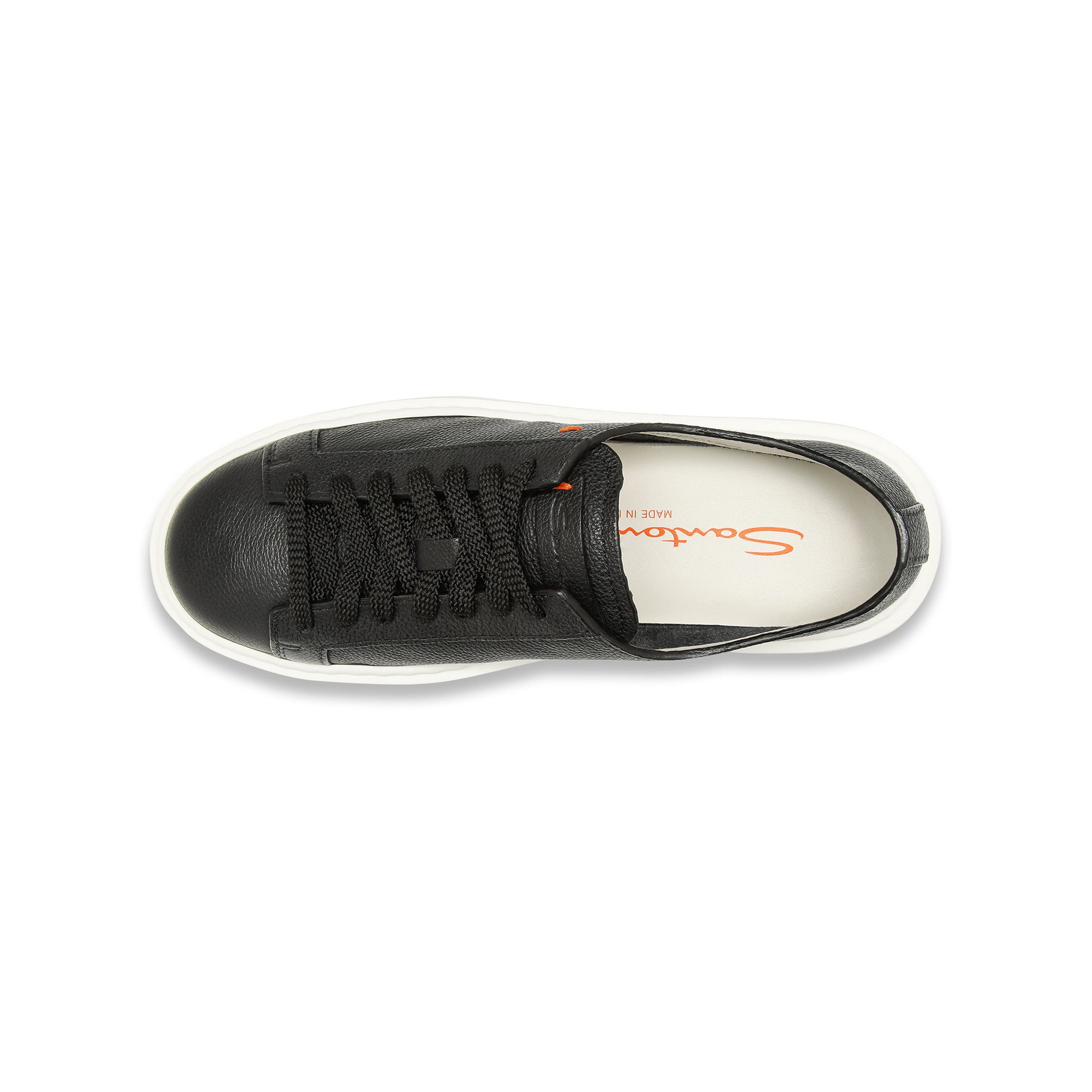 Santoni Tumbled Leather Sneaker, Alternate, color, Black