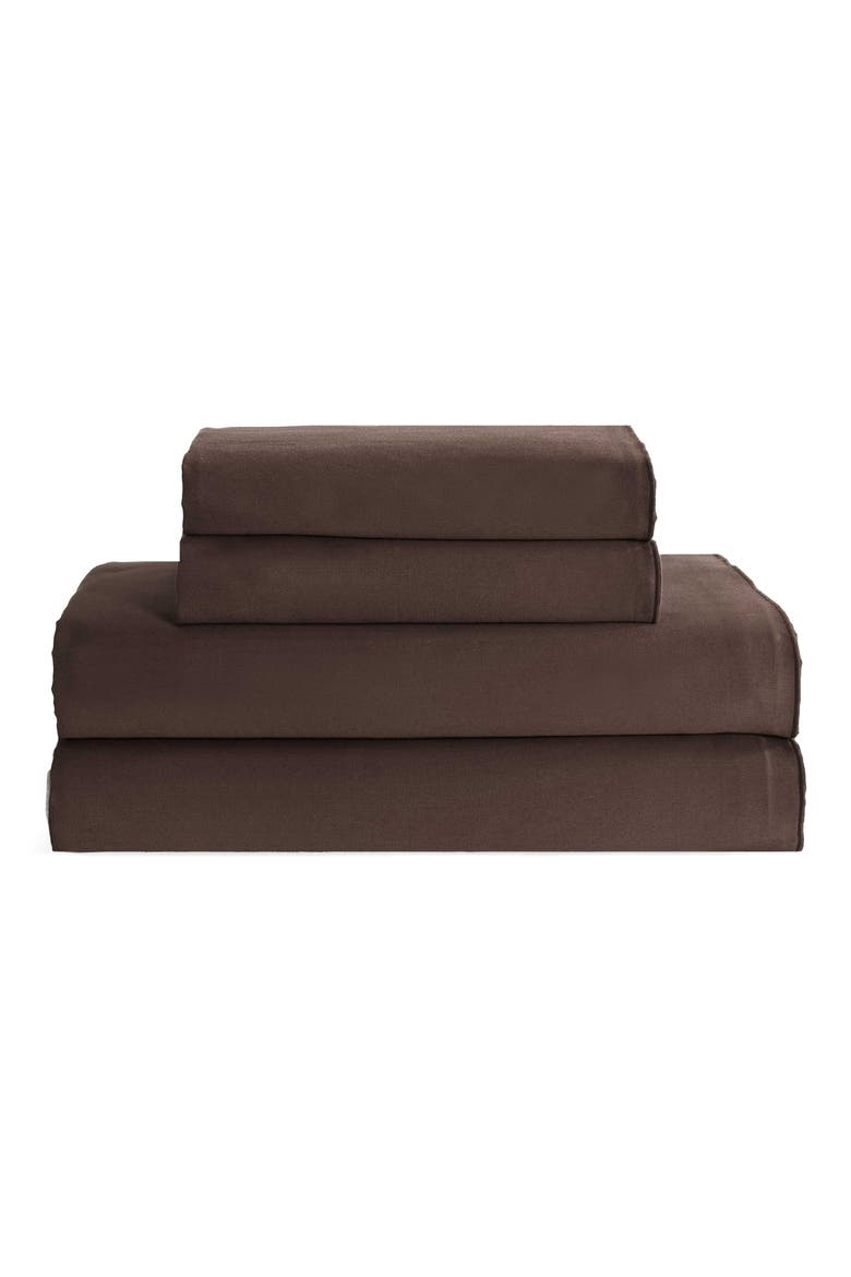Pearl Edge 300 Thread Count Sateen Sheet Set, Main, color, ELK BROWN