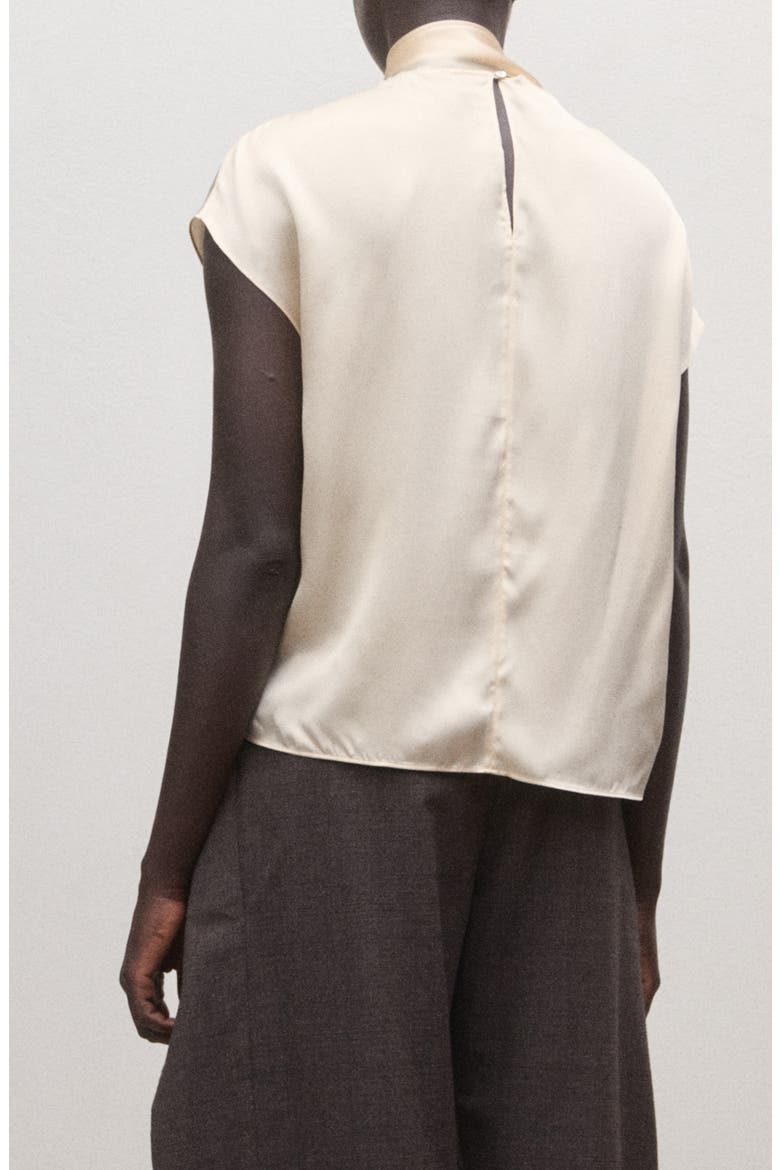 Tie Neck Silk Top, Alternate, color, ECRU