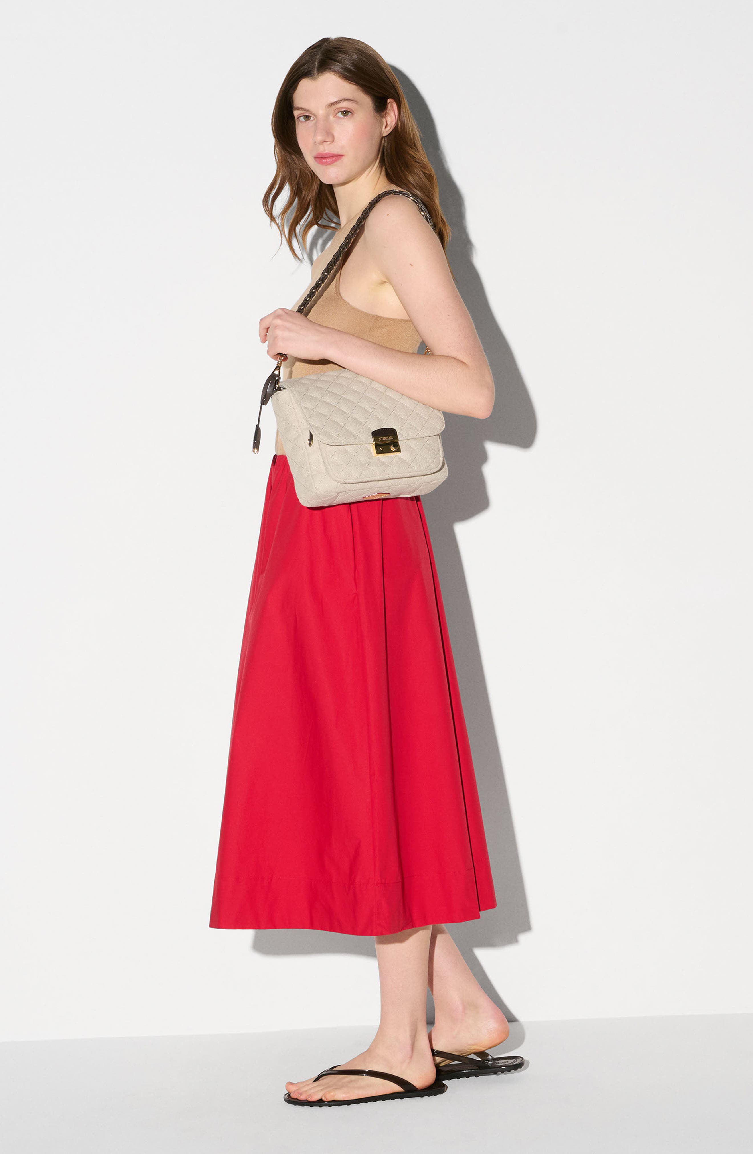 Medium Crosby Lock Quilted Nylon Crossbody Bag, Alternate, color, SANDY LINEN