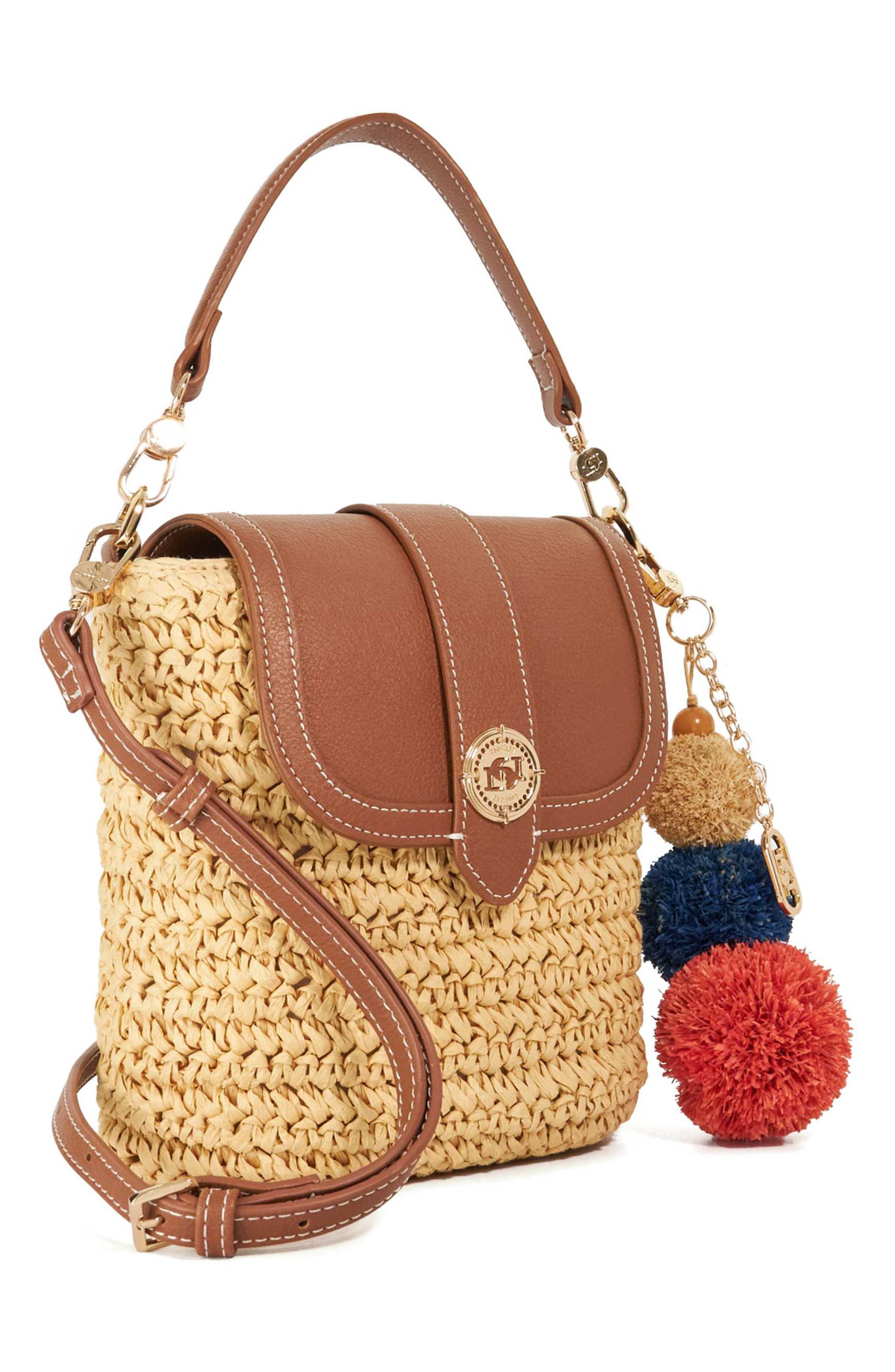 Dimple Raffia Handbag, Alternate, color, NATURAL