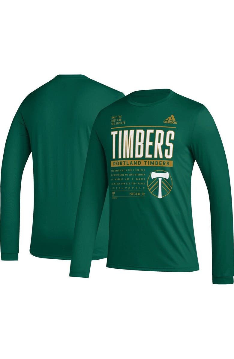 adidas Men's adidas Green Portland Timbers Club DNA Long Sleeve AEROREADY T-Shirt, Main, color, Green