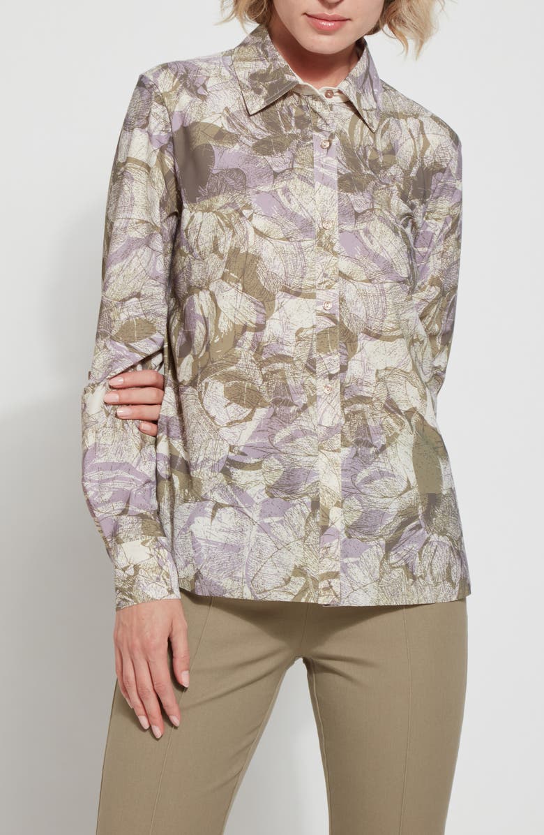 Lysse Connie Roll Tab Button Front Shirt, Alternate, color, Layered Bloom