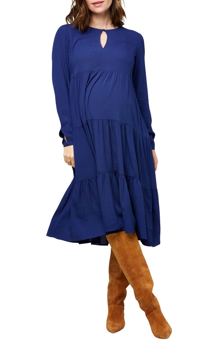 Nom Maternity Margot Long Sleeve Maternity/Nursing Dress, Main, color, 