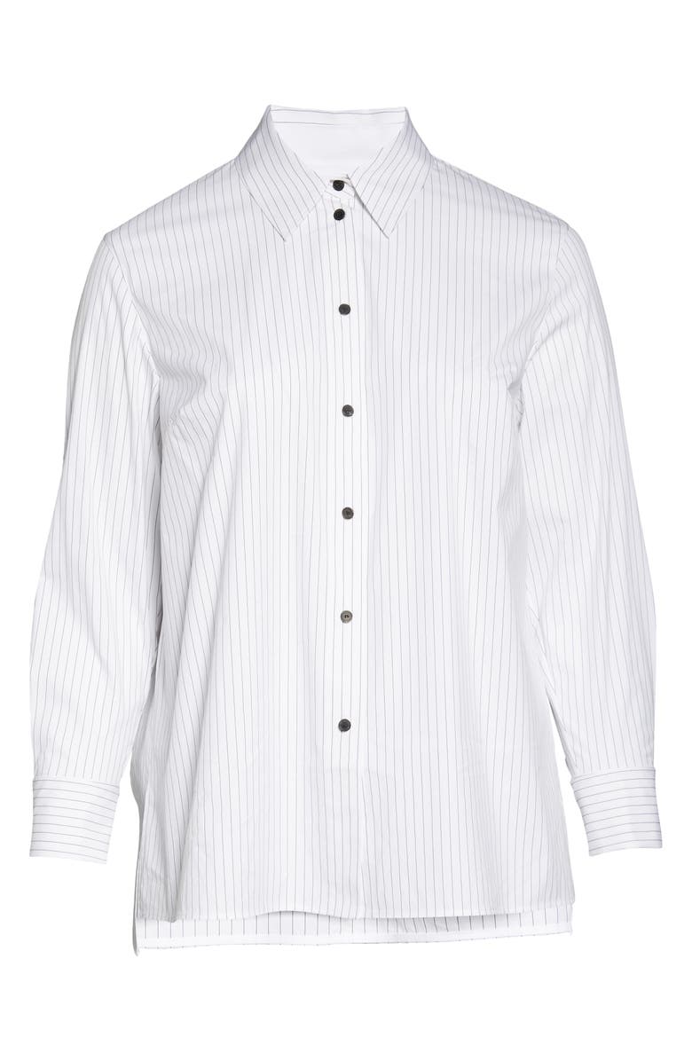 Lafayette 148 New York Greyson Stripe Button-Up Blouse, Alternate, color,