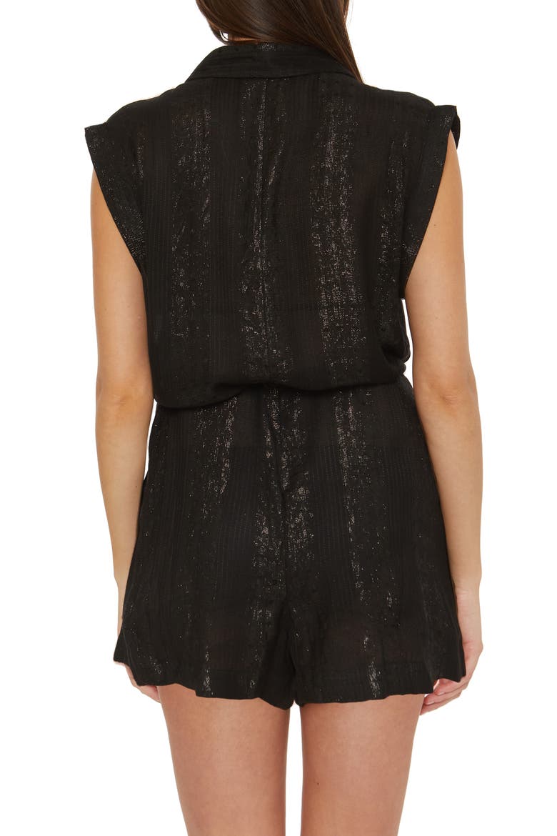 Villa Metallic Cover-Up Romper, Alternate, color, BLACK