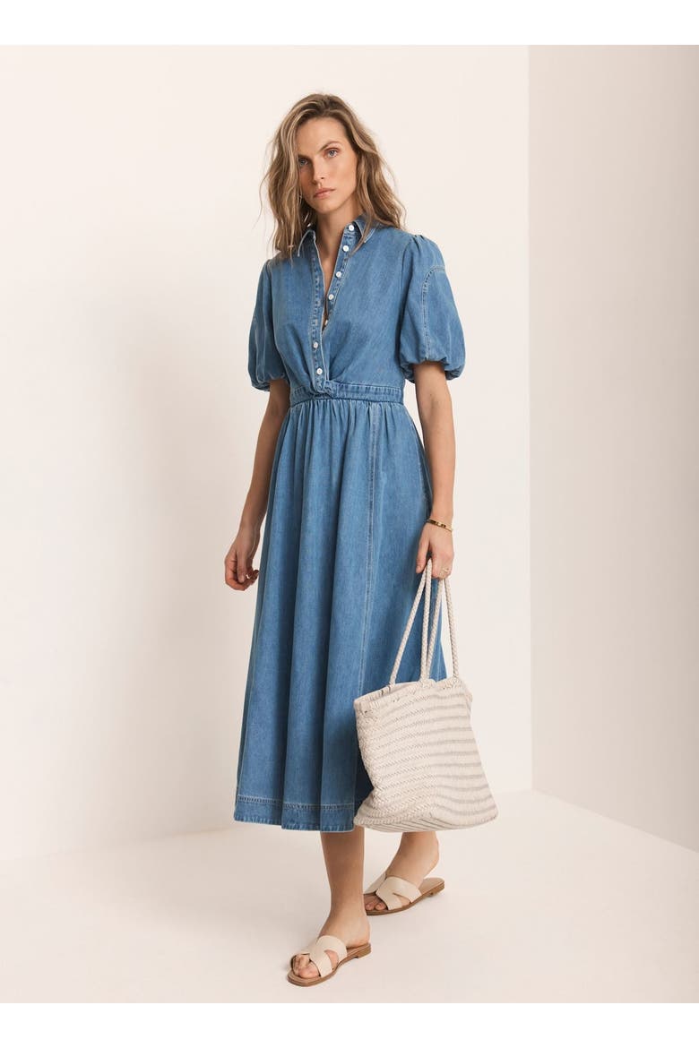 Denim Twist Midi Dress, Alternate, color, Blue