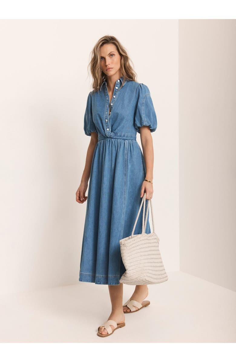 MINT VELVET Denim Twist Midi Dress, Alternate, color, Blue