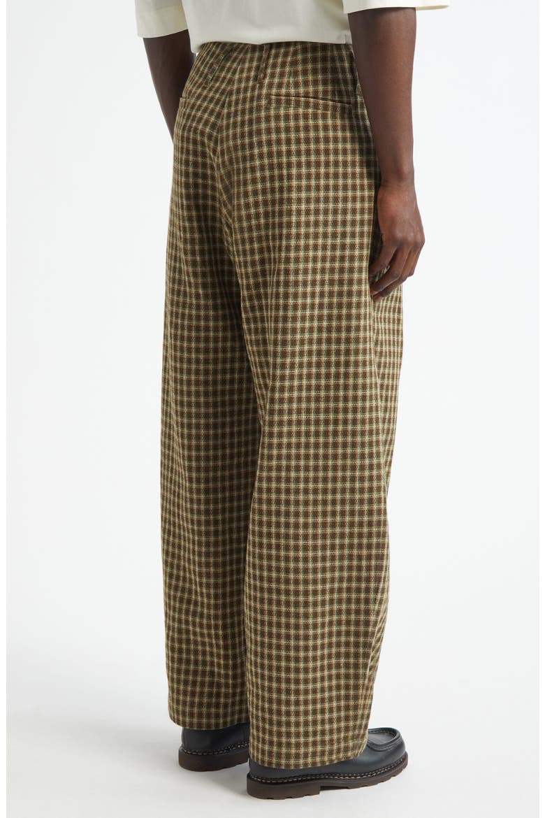 Pleated Wide Leg Trousers, Alternate, color, BROWN CHECK