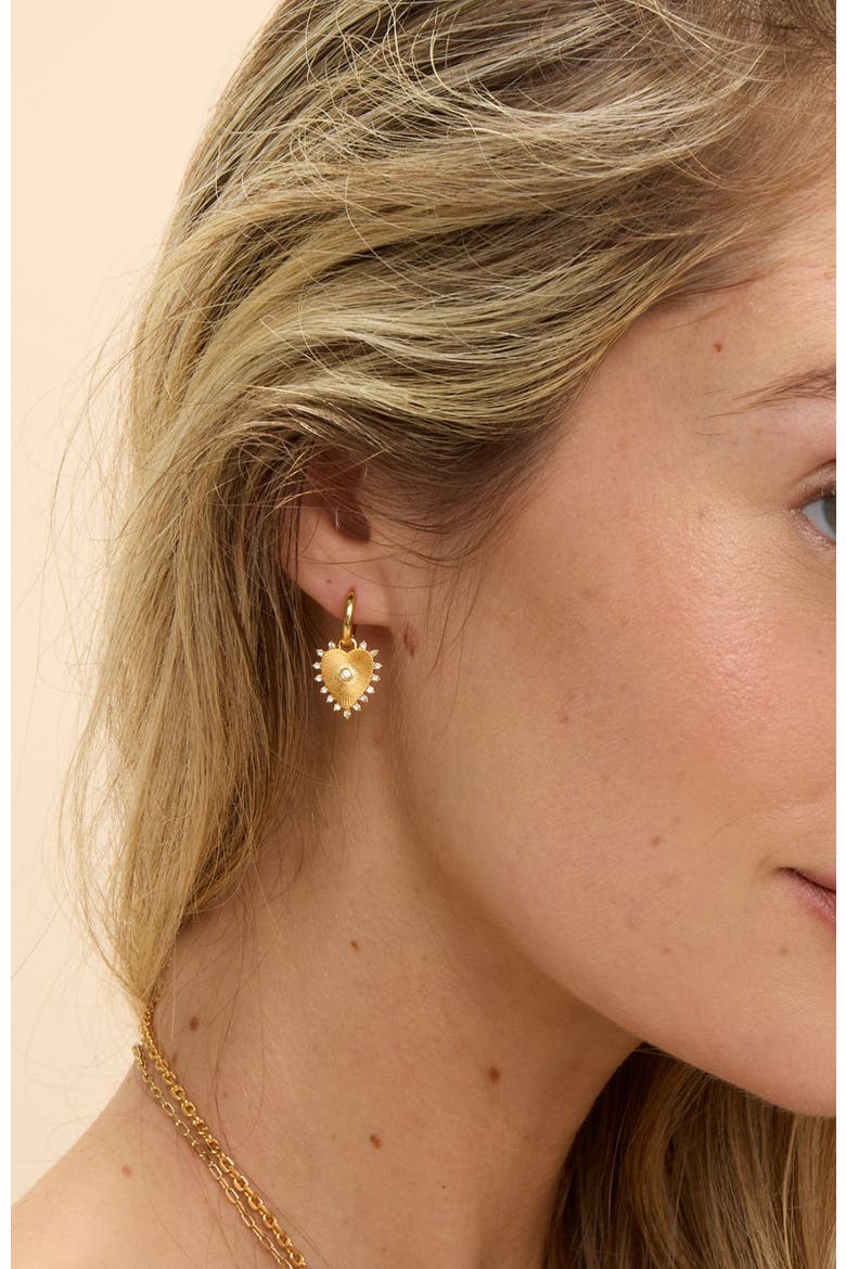 Stevie Heart Huggie Earrings, Alternate, color, Gold
