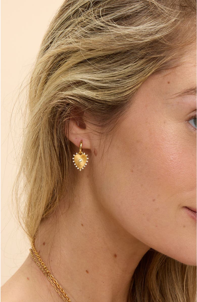 Stella & Dot Stevie Heart Huggie Earrings, Alternate, color, Gold