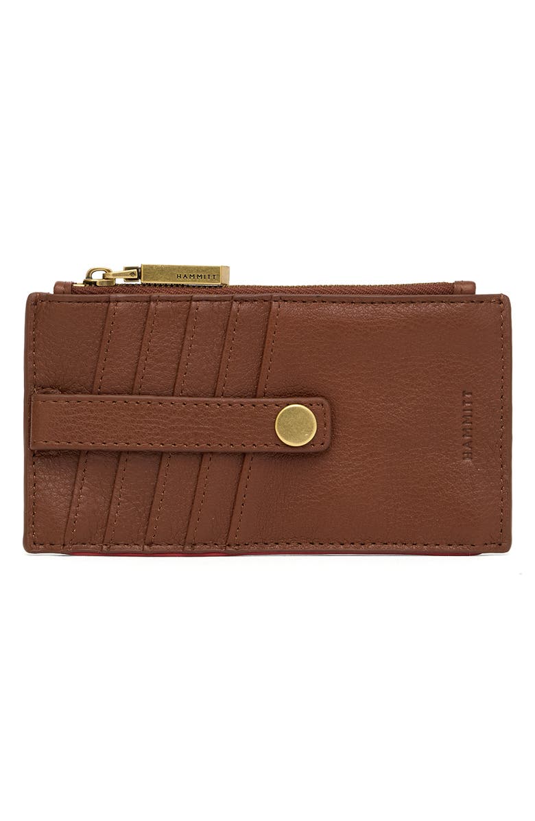 HAMMITT 210 West Leather Wallet, Alternate, color, Chocolate Pebble/ Antique Gold