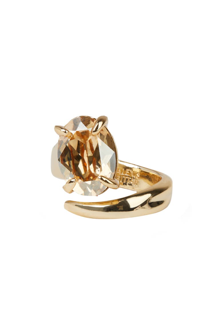 Crystal Capped Wrap Ring, Main, color, GOLD