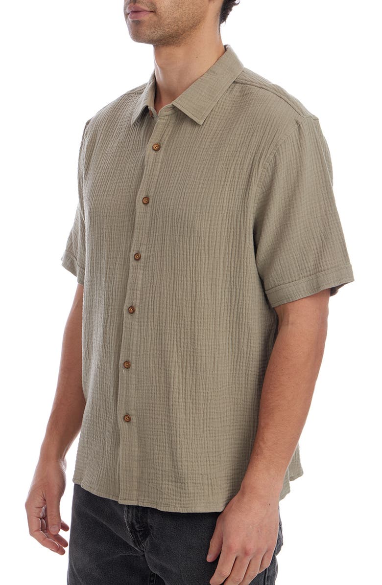PX Short Sleeve Cotton Gauze Button-Up Shirt, Alternate, color, Olive