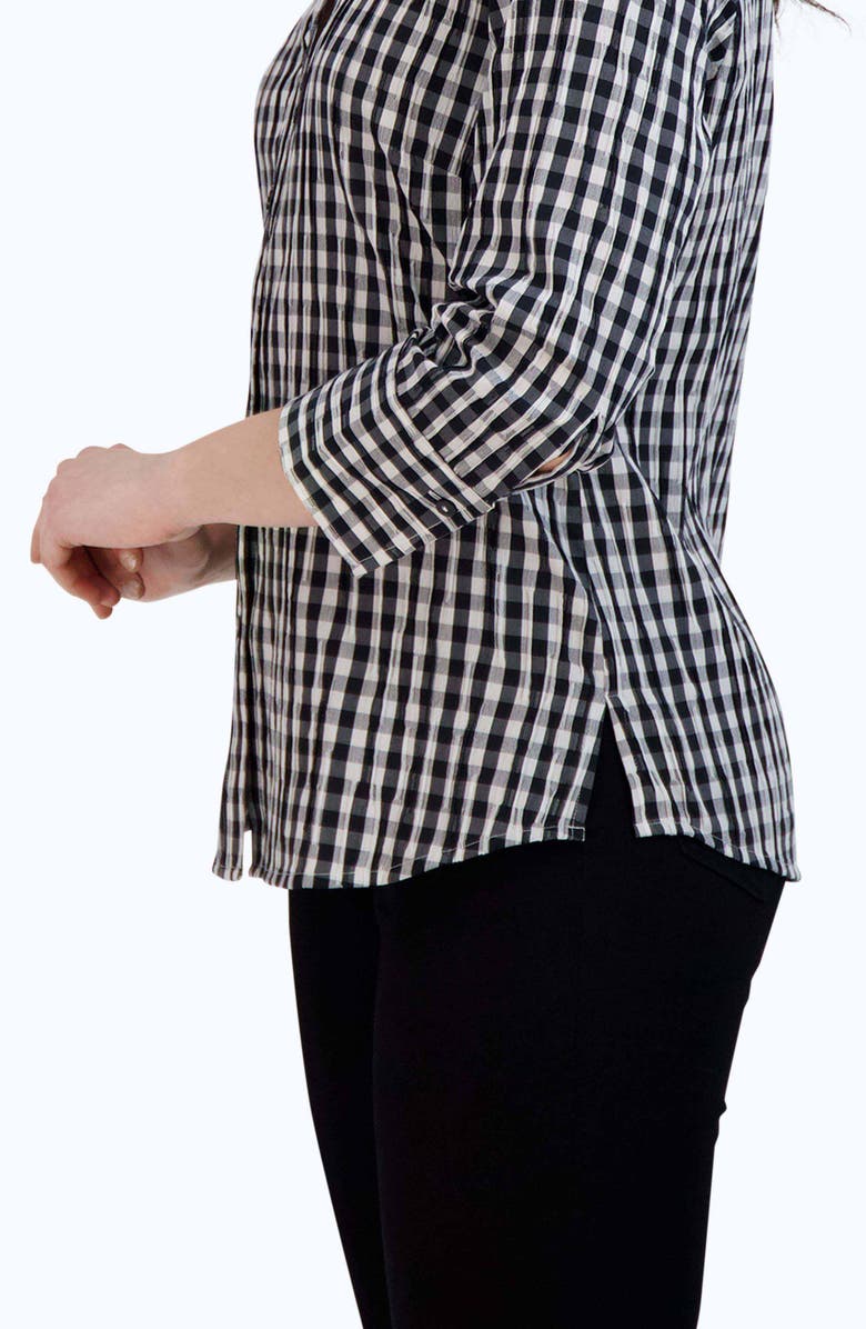 Foxcroft Mary Crinkled Gingham Cotton Blend Shirt, Alternate, color, 