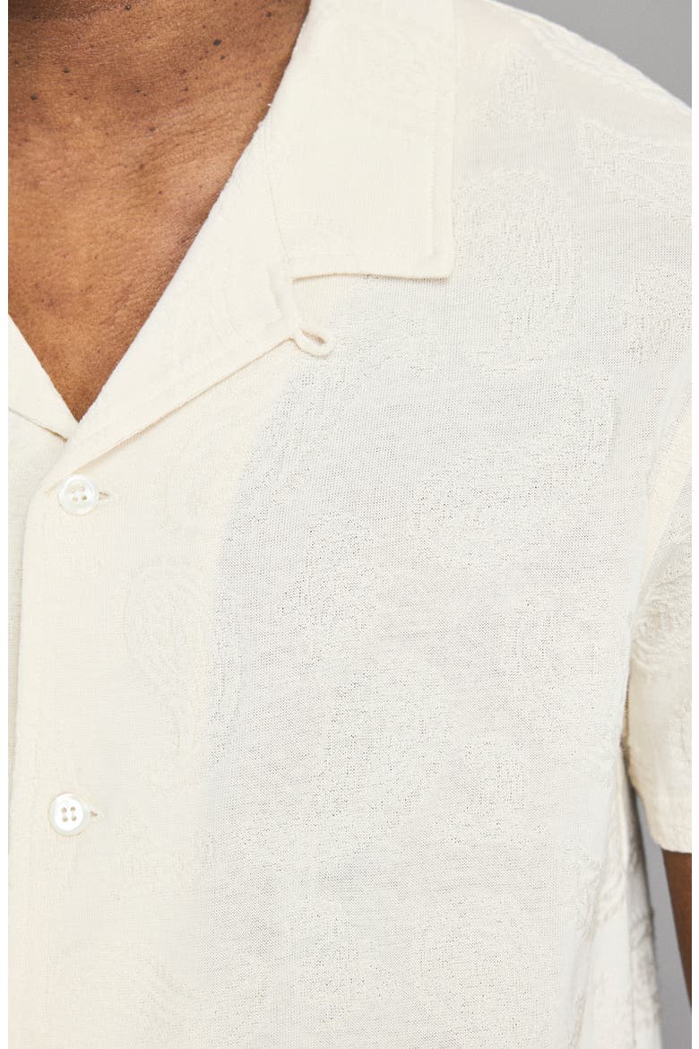 Numajiri Paisley Jacquard Cotton Camp Shirt, Alternate, color, TINTED WHITE