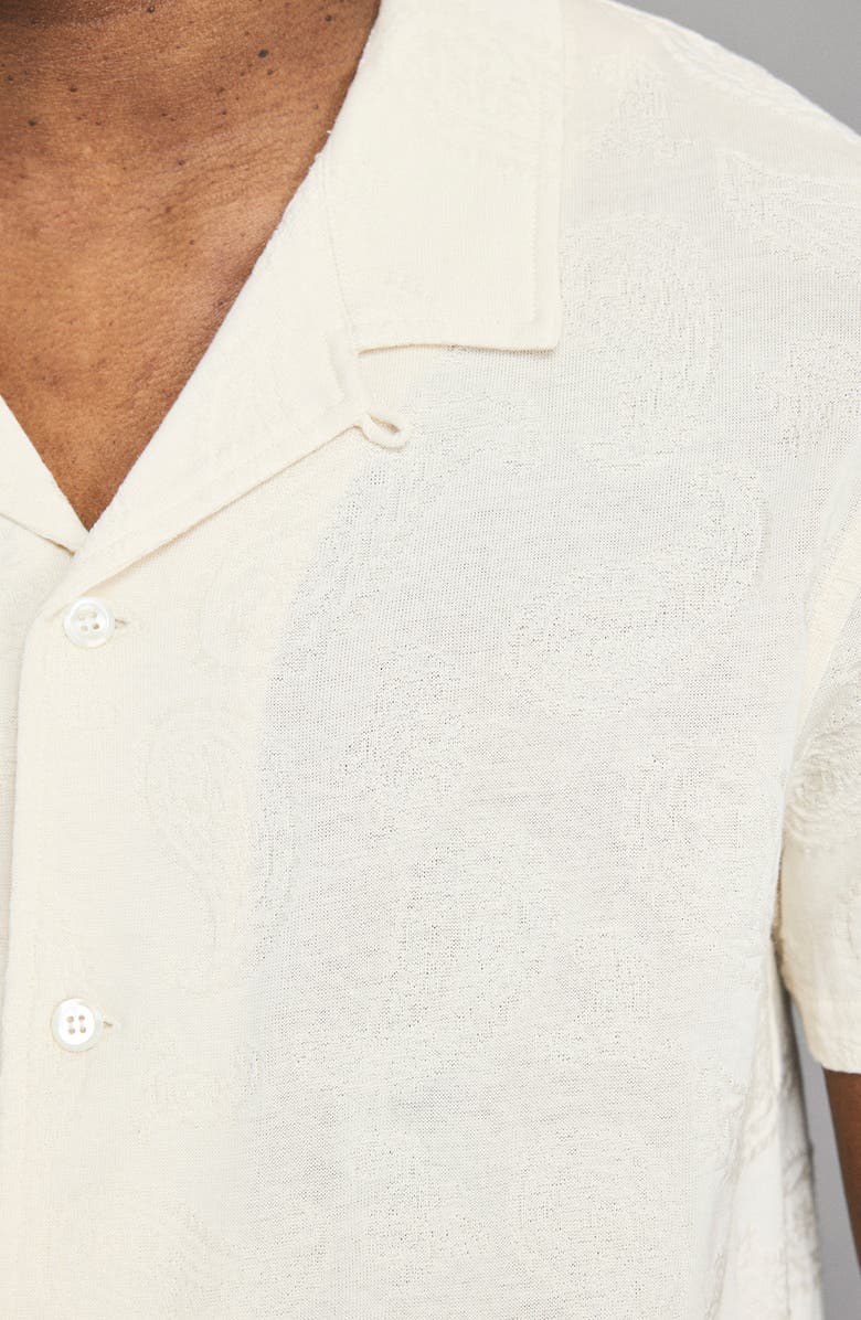 Billy Reid Numajiri Paisley Jacquard Cotton Camp Shirt, Alternate, color, Tinted White