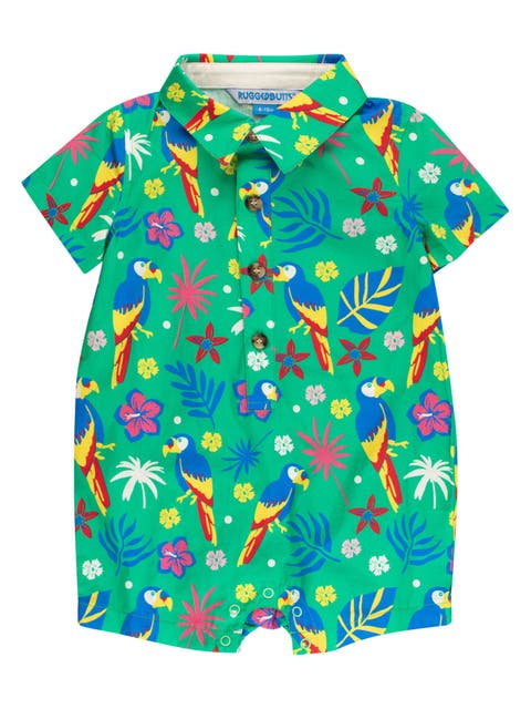 Baby Boys Woven Short Sleeve Button-Up Romper