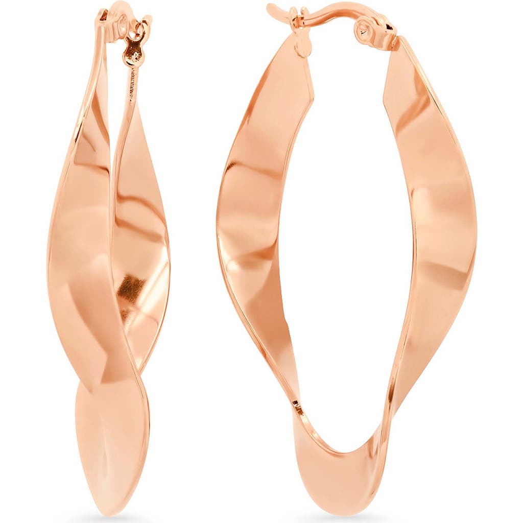 Steeltime Wavy Hoop Earrings In Rose Gold