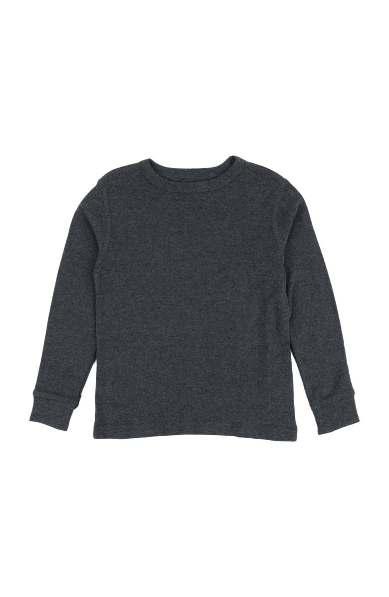 Leveret Kids Long Sleeve T-Shirt, 100% Cotton, Solid Colors, Main, color, Dark Gray
