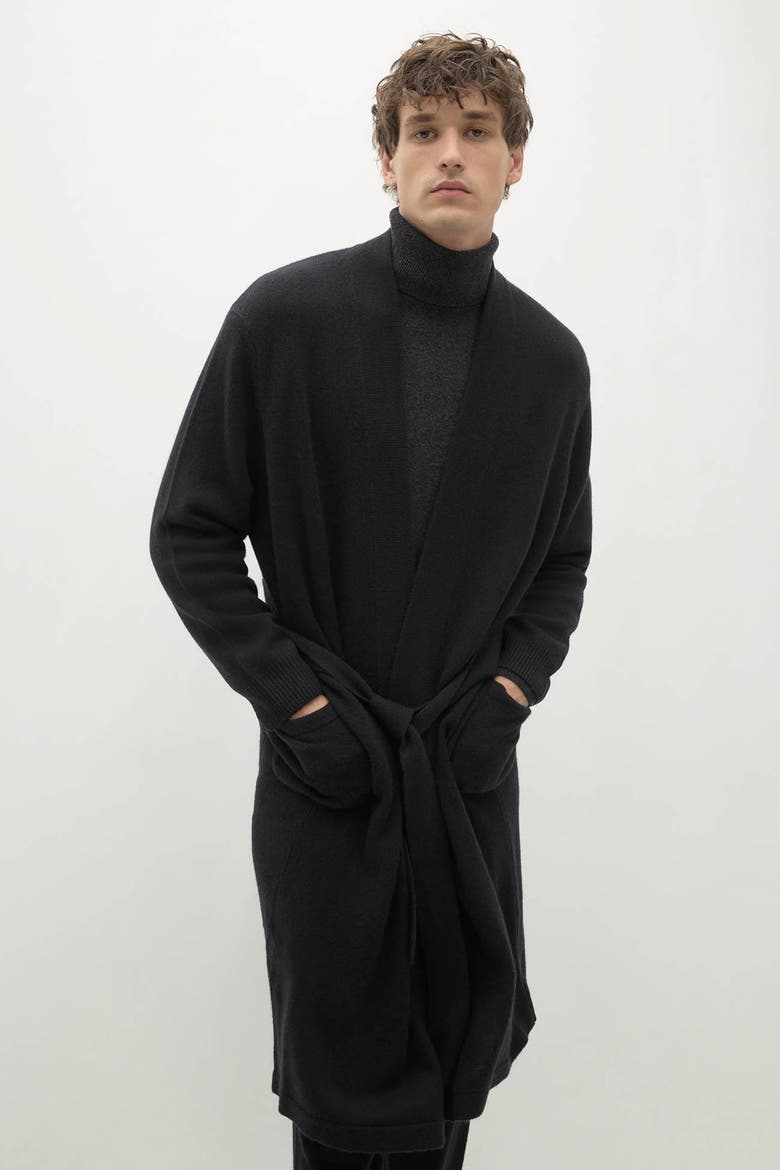 Angus Cashmere Robe, Alternate, color, Black