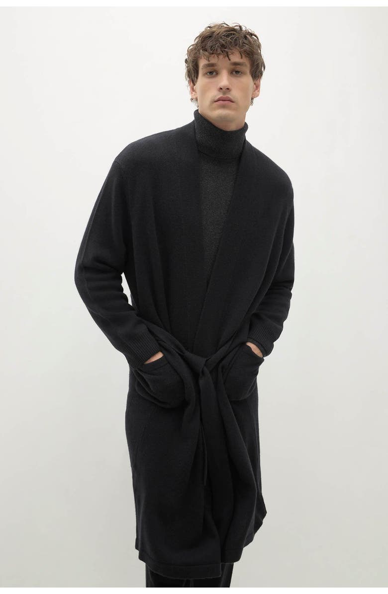 NAKED CASHMERE Angus Cashmere Robe, Alternate, color, Black