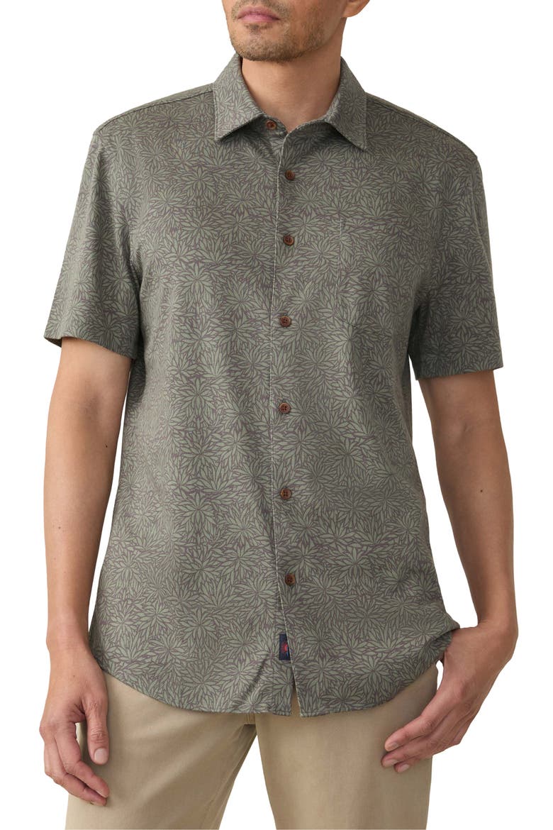 Hermosa Short Sleeve Button-Up Shirt, Main, color, OLIVE FROND
