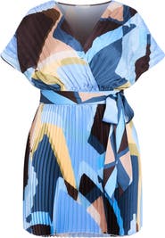 City Chic Hailey Geometric Print Pleated Dress
